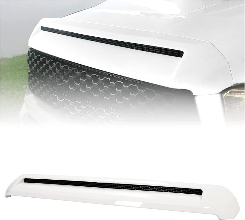 Kojem Hood Bulge Molding Compatible with 2014-2021 Toyota Tundra Front Upper Grille White Hood Scoop - Image 1